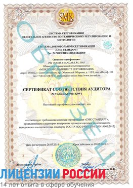 Образец сертификата соответствия аудитора №ST.RU.EXP.00014299-1 Гулькевичи Сертификат ISO 14001
